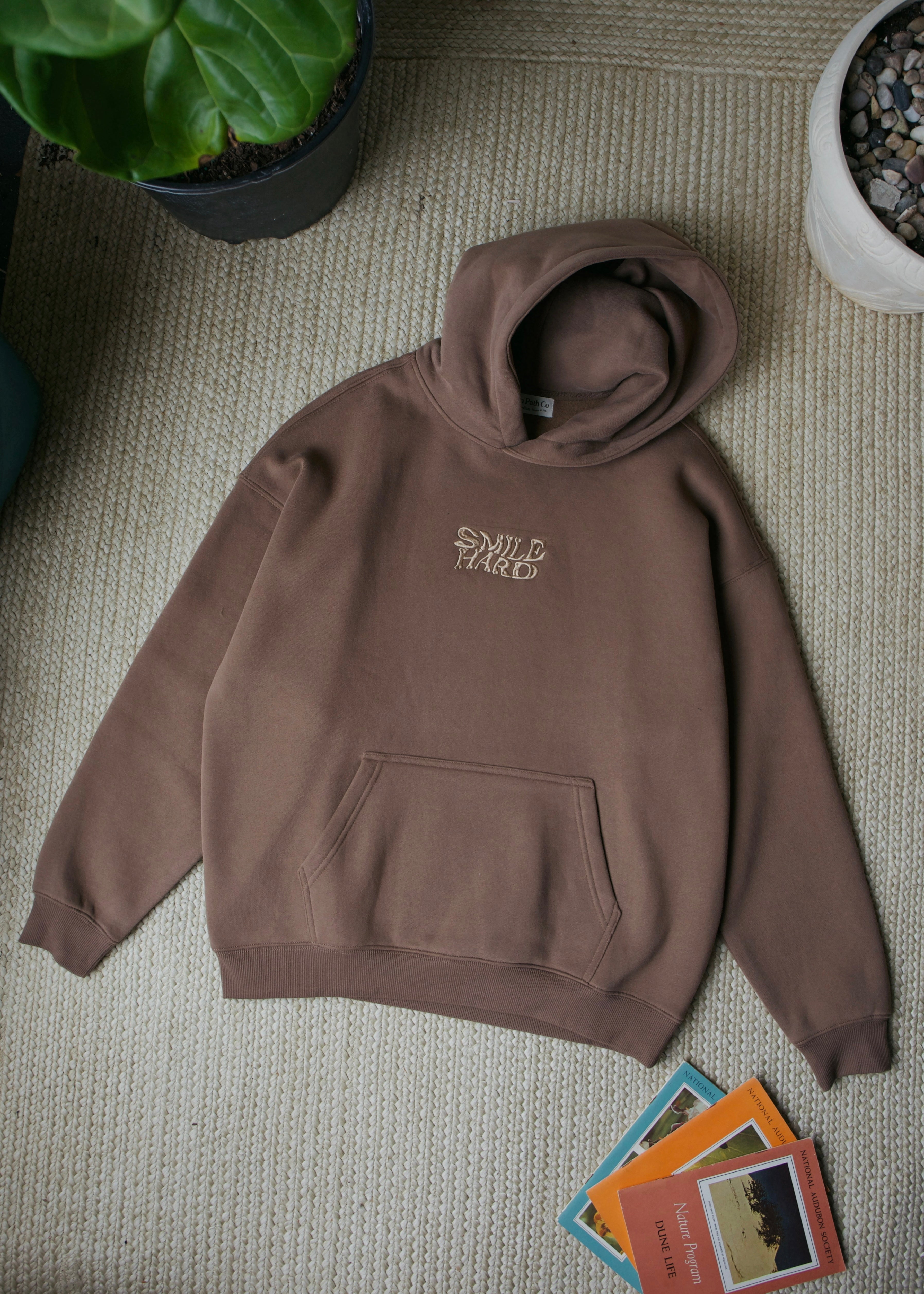 Beaten Path Co: SMILE HARD DEEP BROWN HOODIE