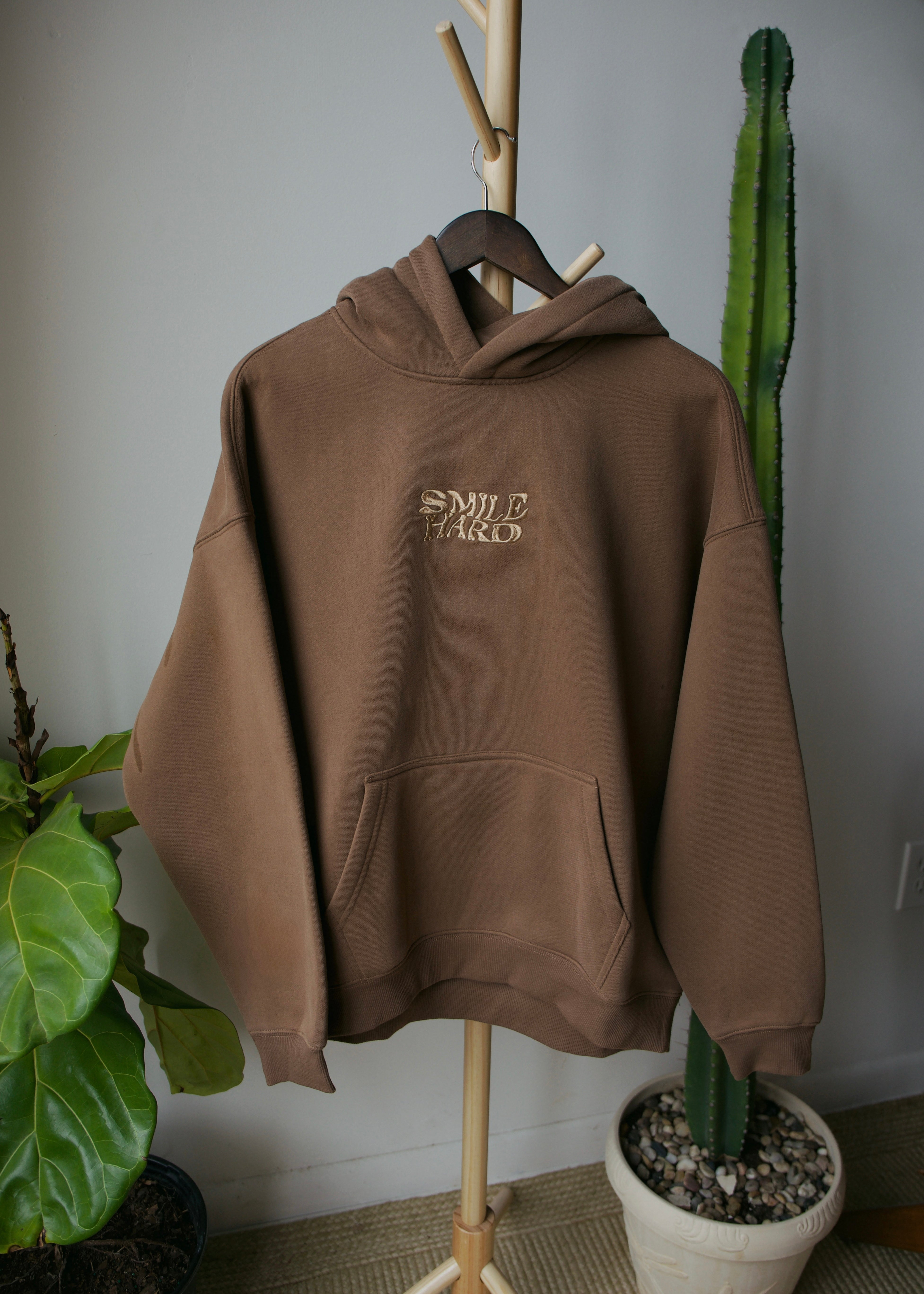 Beaten Path Co: SMILE HARD DEEP BROWN HOODIE