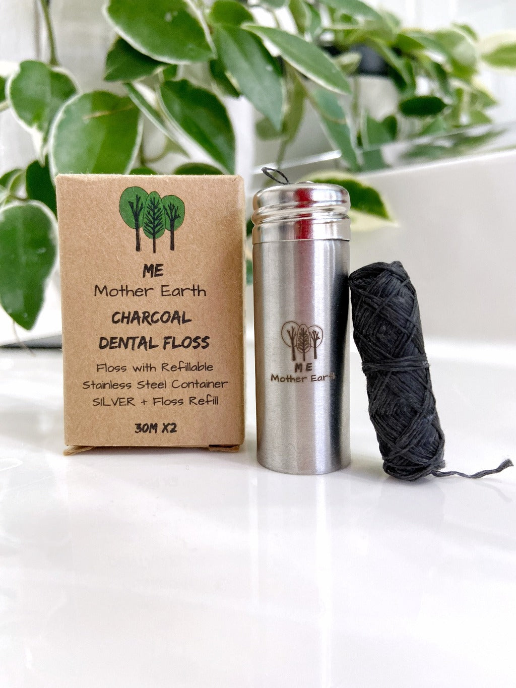 Me Mother Earth: Biodegradable Charcoal Dental Floss 2-Pack