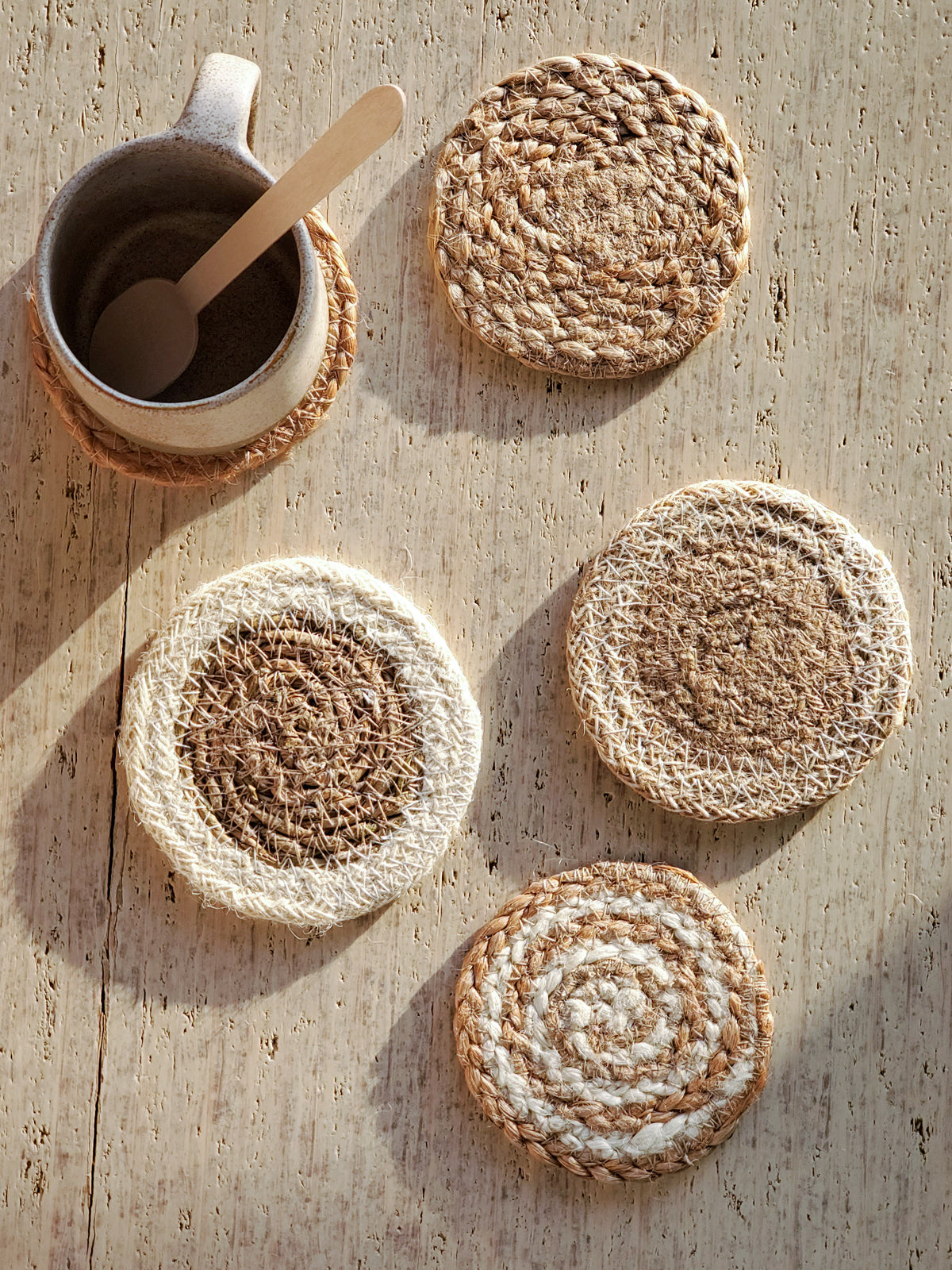 KORISSA: Natural Coaster Gift Set with Heart pouch