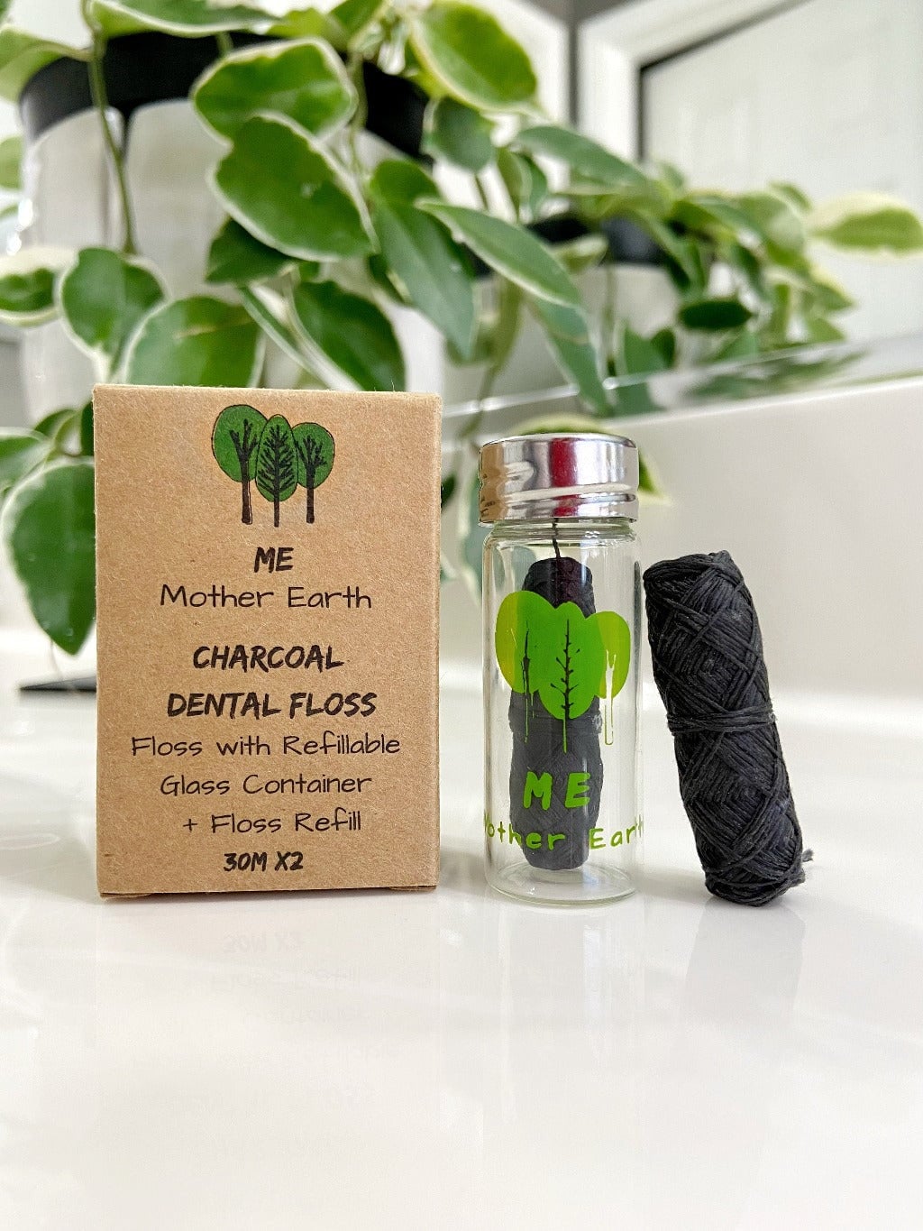 Me Mother Earth: Biodegradable Charcoal Dental Floss 2-Pack