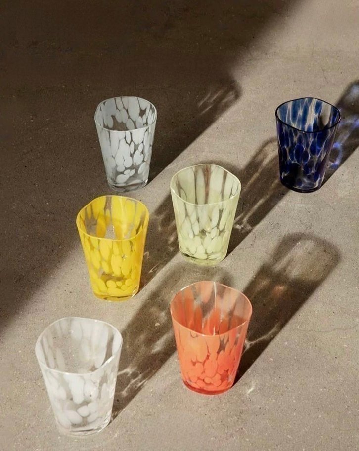 INSPECIAL HOME: Mouth Blown Colored Monochrome Spot Tumbler Set of 6 ( $16.6 Each )