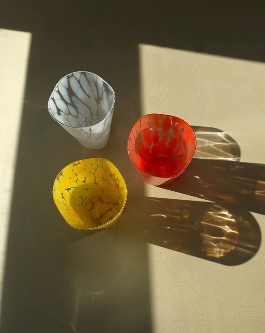 INSPECIAL HOME: Mouth Blown Colored Monochrome Spot Tumbler Set of 6 ( $16.6 Each )