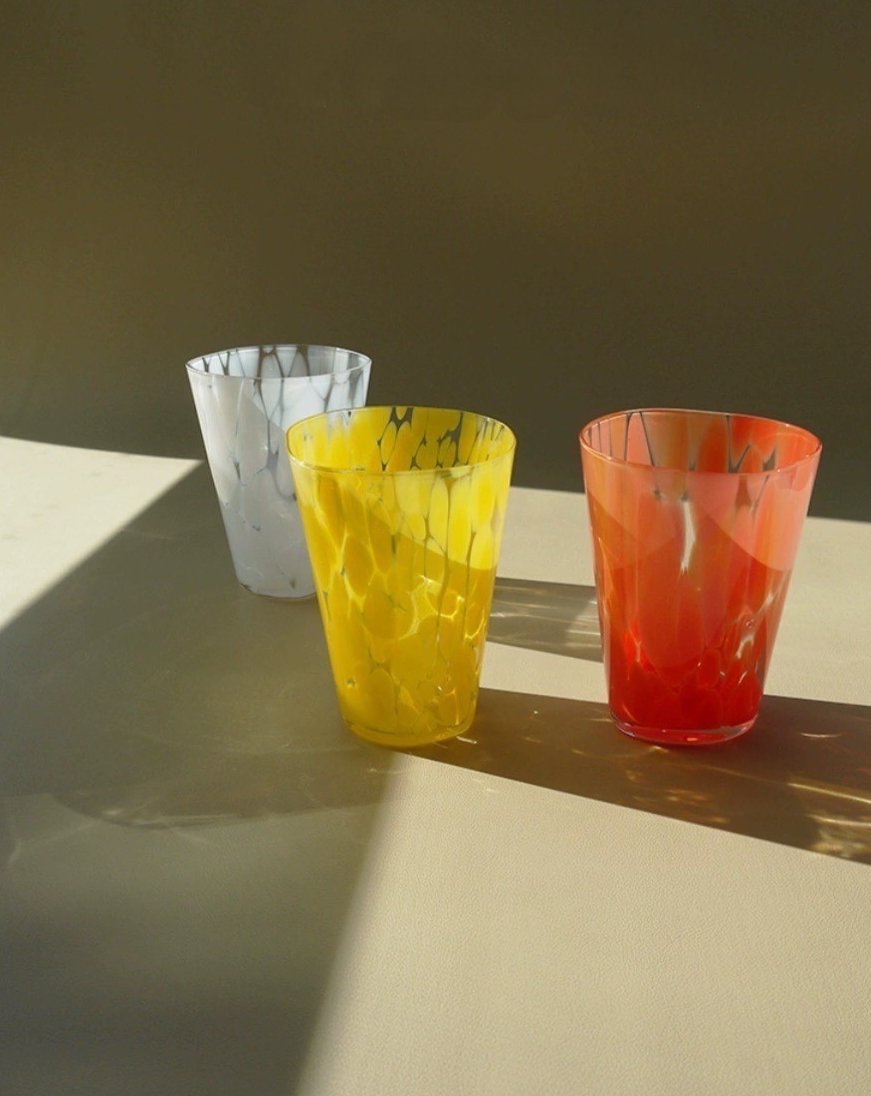 INSPECIAL HOME: Mouth Blown Colored Monochrome Spot Tumbler Set of 6 ( $16.6 Each )