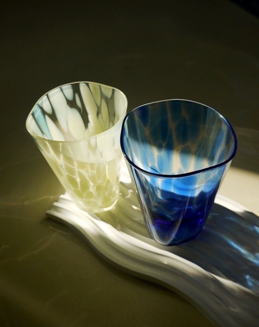 INSPECIAL HOME: Mouth Blown Colored Monochrome Spot Tumbler Set of 6 ( $16.6 Each )