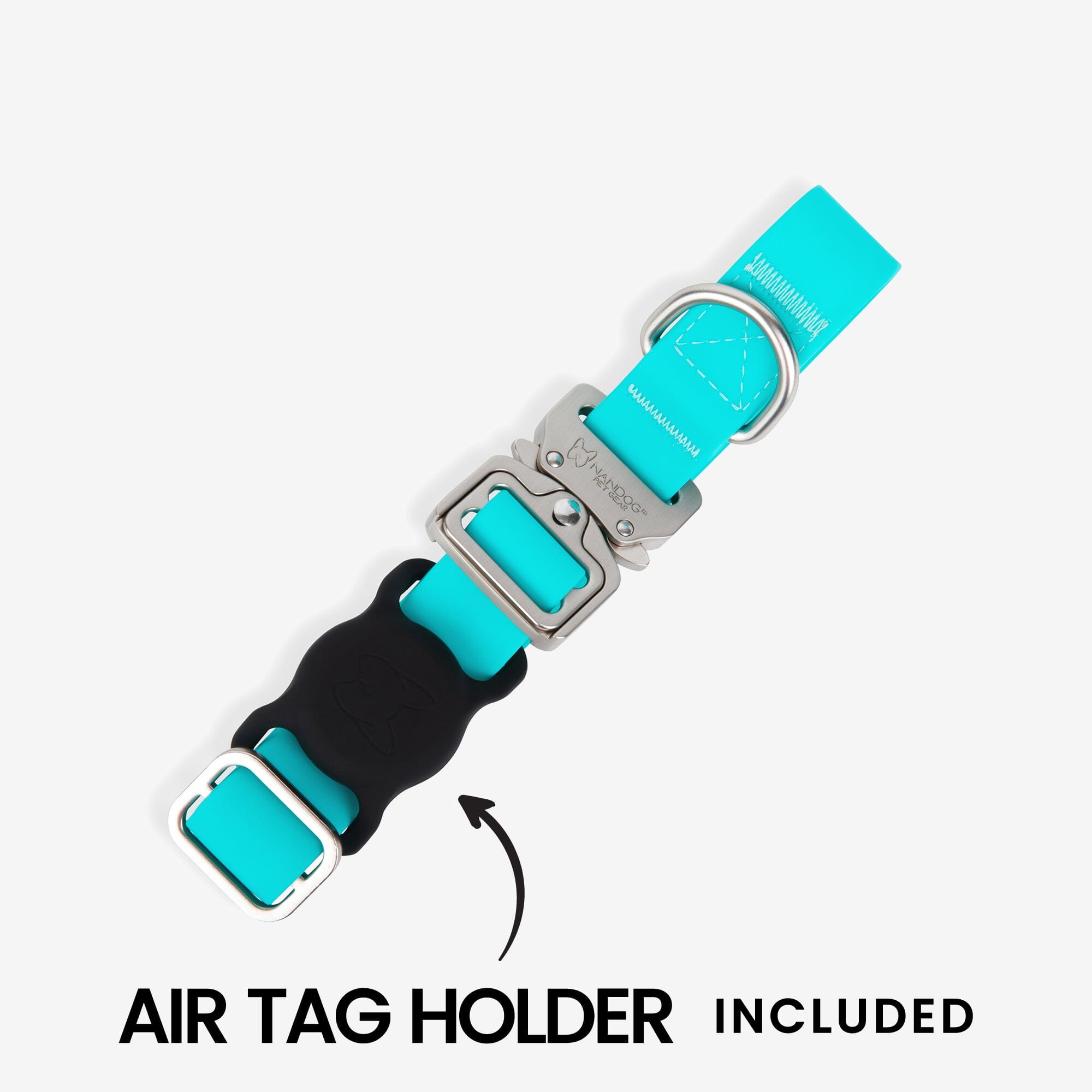 Nandog Pet Gear: Waterproof Poly-Flex Sport Dog Collar (Aqua Blue)